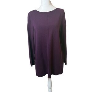 J.Jill Olivia Boat Neck Sweater‎ Pullover Small Aubergine Purple Casual Classic